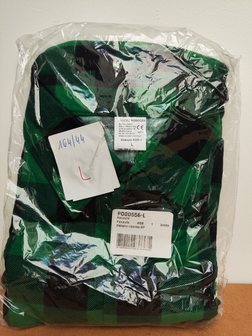 Odzież robocza koszula w kratę zielona czarna L 164/44 Kor gp ce