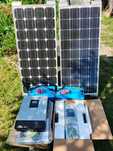 Zestaw elektrownia słon 2x100W, 2x12Vx100Ah Lifepo4 Inwerter 2,4kW 24V