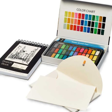 Набір для малювання акварельні фарби з акварельним папером + скетчбук