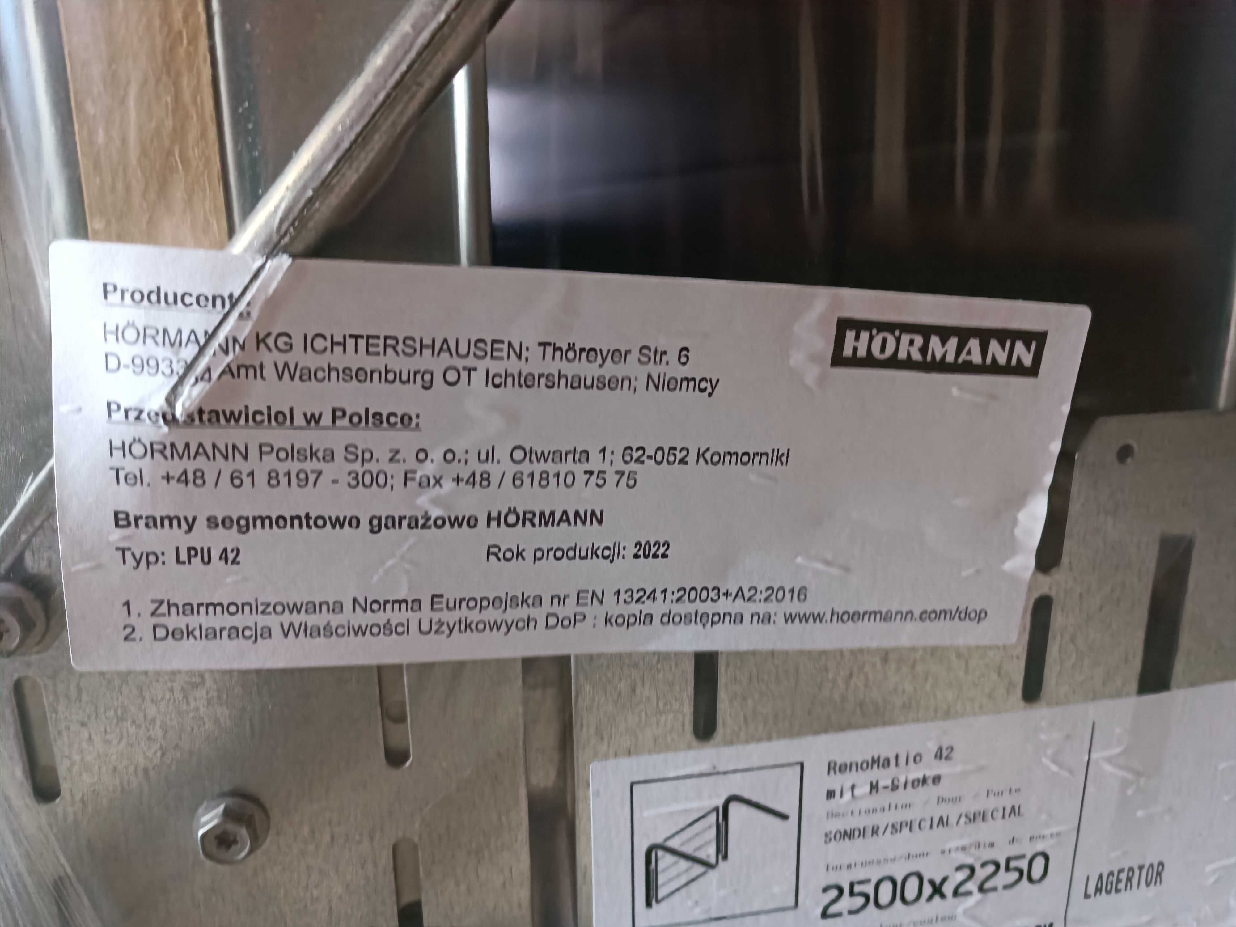 Nowa brama segmentowa garażowa Hormann 2500x2250 / Napęd / Gwarancja