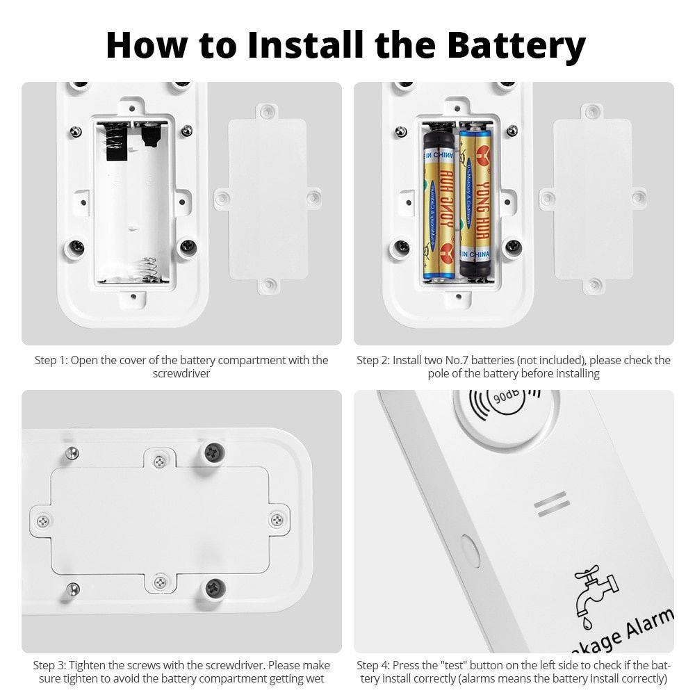 KERUI bezprzewodowy czujnik wody 90dB Alarm wykrywacz nieszczelności w