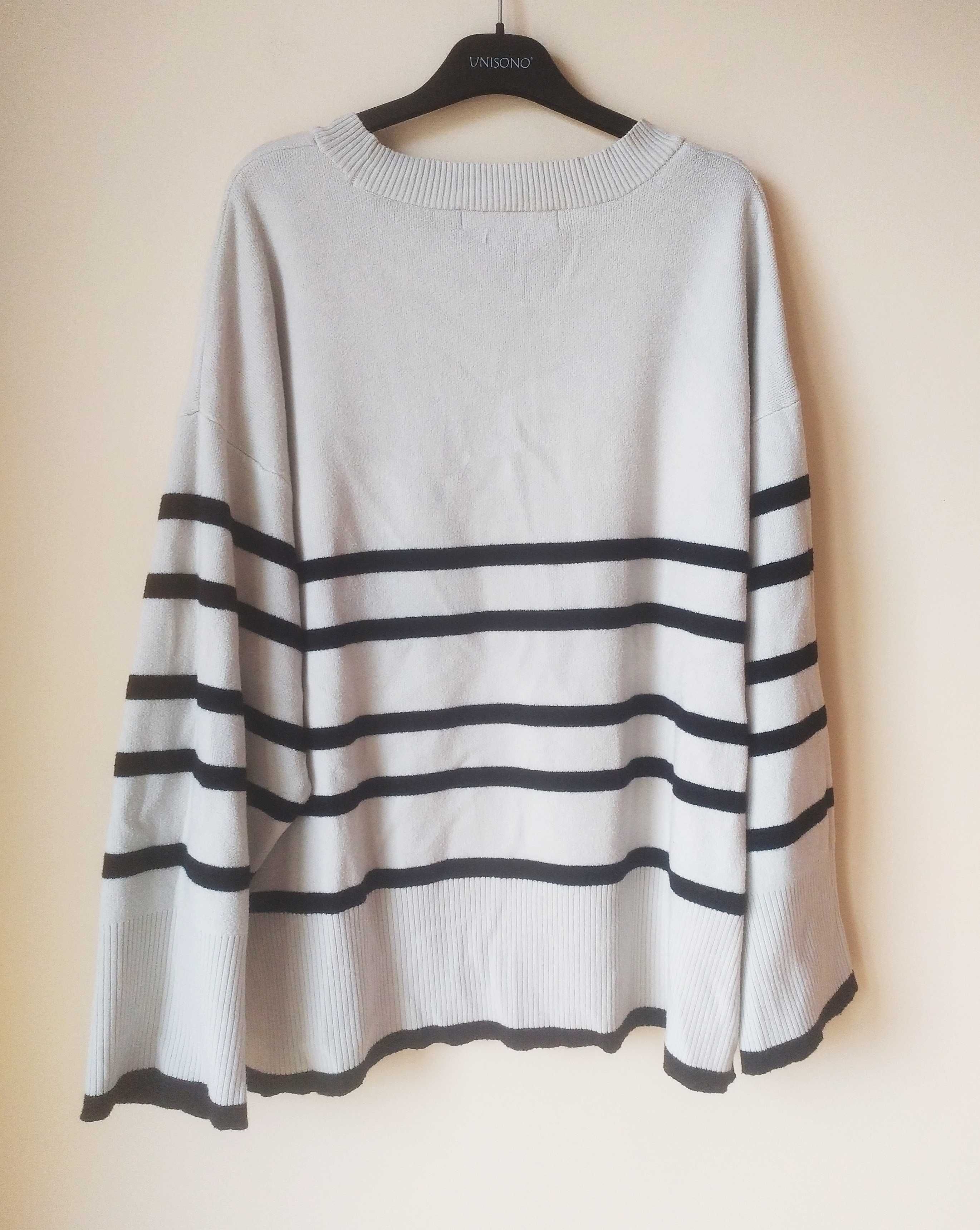 Kremowy sweter w paski z szerokimi rękawami, Vero Moda, rozmiar XL