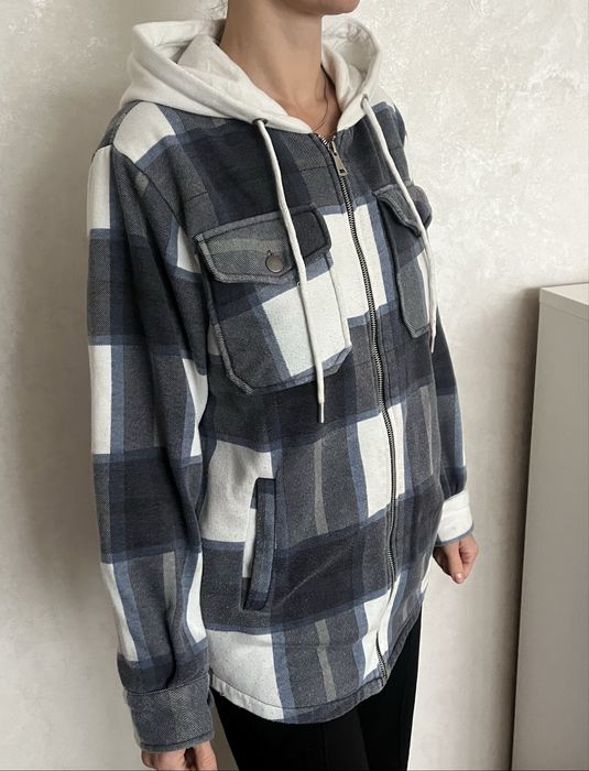 Рубашка кофта на флісі тепла, клітинка, клетка