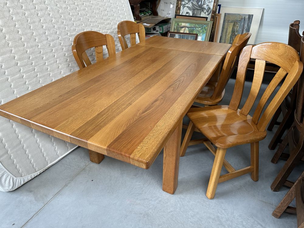 Ładny dębowy stół owalny+4 krzesła - meble holenderskie
