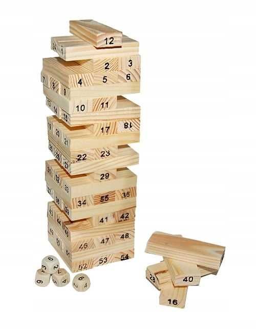 Drewniane klocki JENGA gra zręcznościowa chwiejąca się wieża yenga