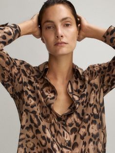 Блуза рубашка сорочка Massimo Dutti віскоза леопард