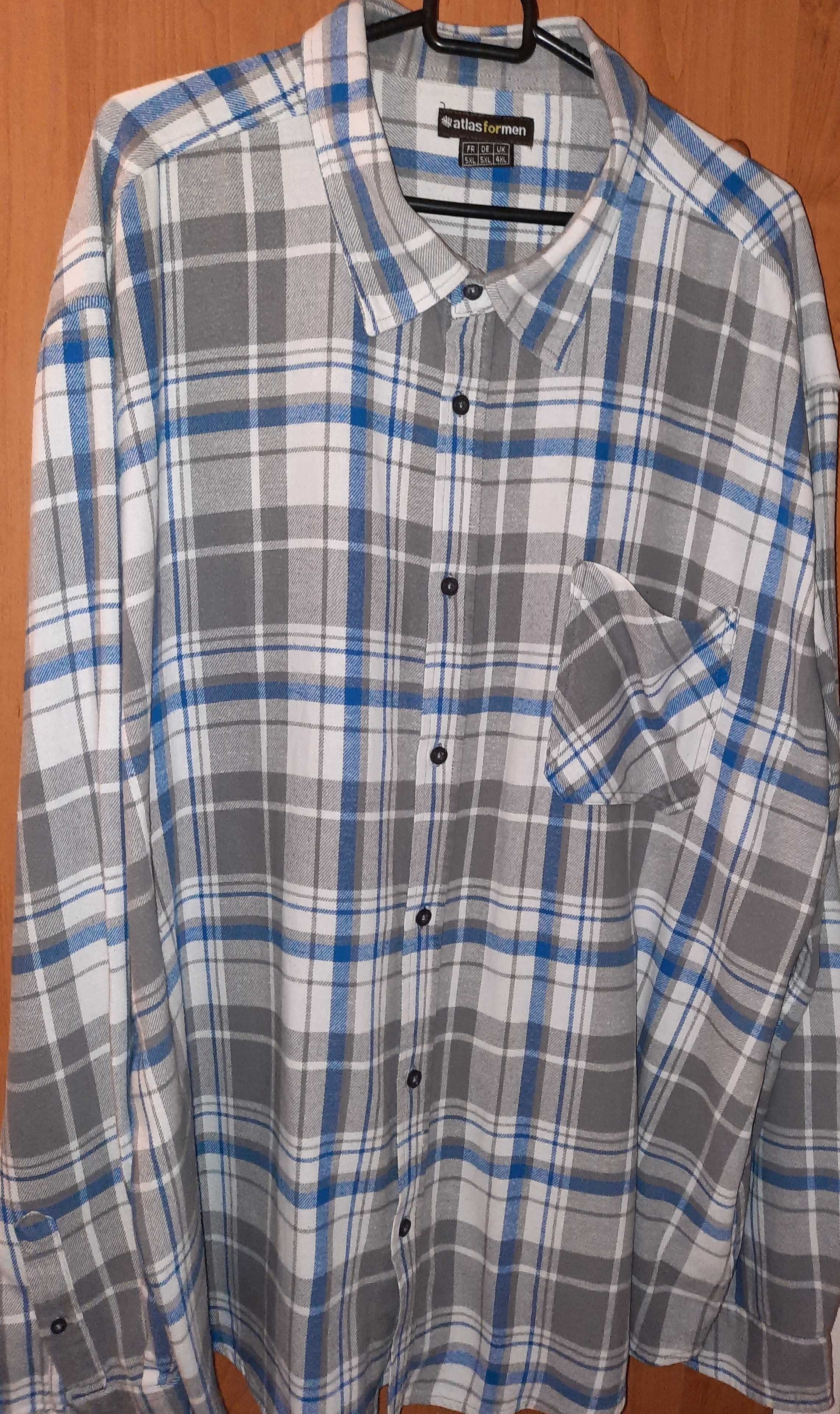 38. Koszula flanelowa, Atlasformen, 5XL(k. 51cm, obw. 150) 100% bawełn