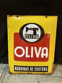 Placa esmaltada / esmalte chapa abaulada dupla face publicidade OLIVA