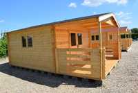 SOLIDNY drewniany domek LETNISKOWY+TARAS*24m*6x4*ściany z balika 34 mm