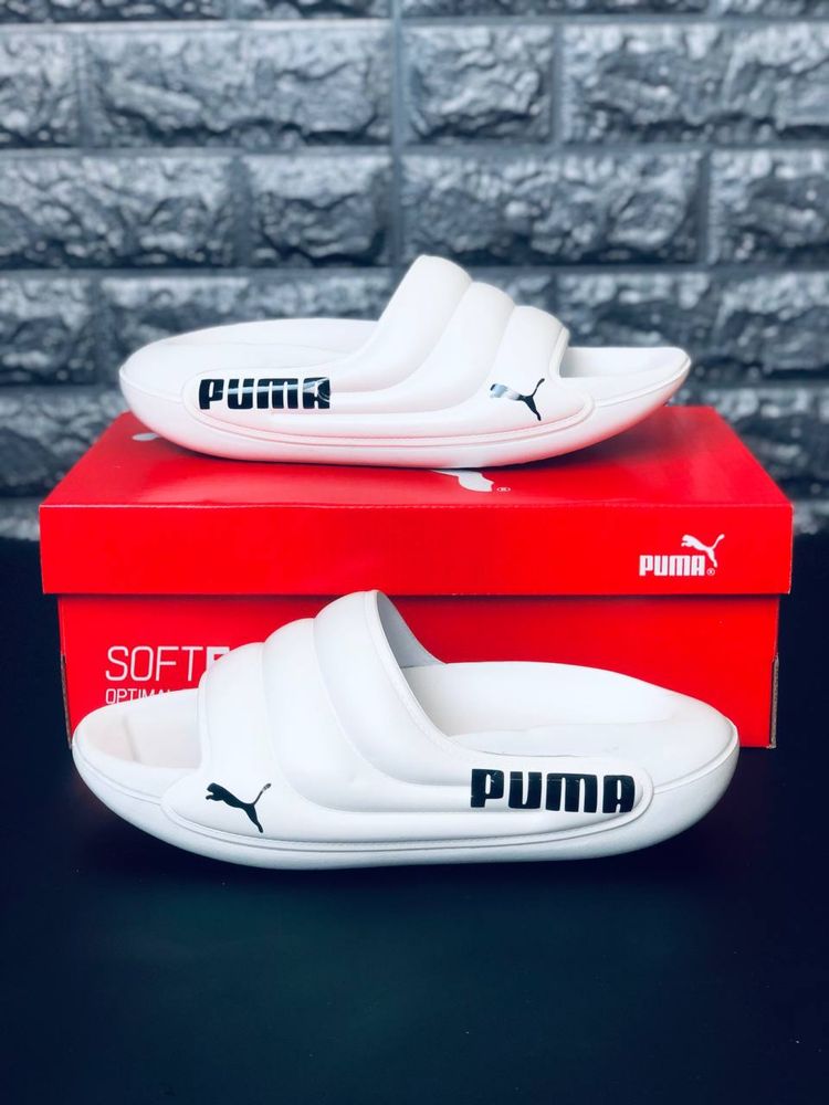 Тапочки Пума белые / Puma тапочки пляжные / капці білі Пума / шлепанці