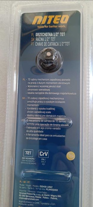 Grzechotka do kluczy nasadowych 1/2", 72T, NITEO