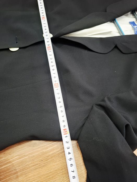 Czarny garnitur damski marynarka żakiet spodnie z wełna 44 xxl ks.