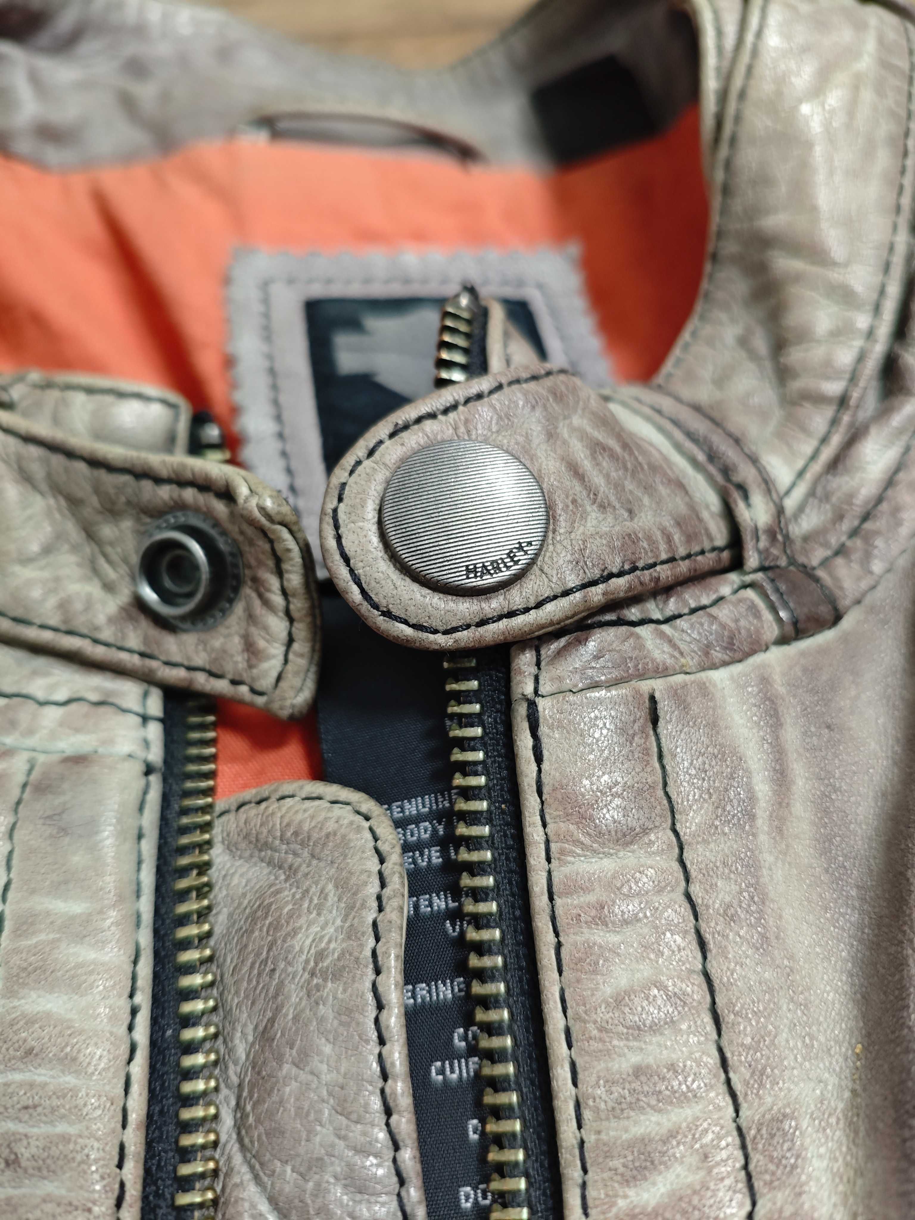 Harley Davidson L / XL куртка чоловіча шкіряна коричневая стиль мото