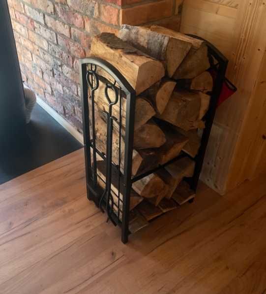 Nowy Stojak Na Drewno Kominkowe Metalowy Z Akcesoriami Kosz Do Kominka