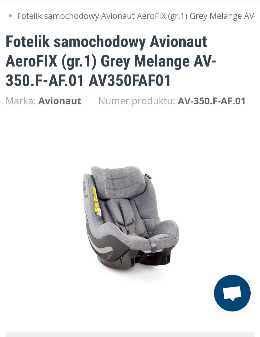 Fotelik Avionaut Aerofix + baza Isofix IQ + gratis