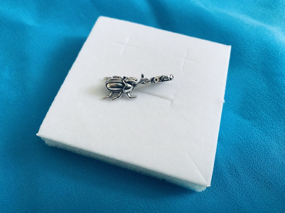 nowa unikatowa zawieszka charms beads potężny skarabeusz srebro 925