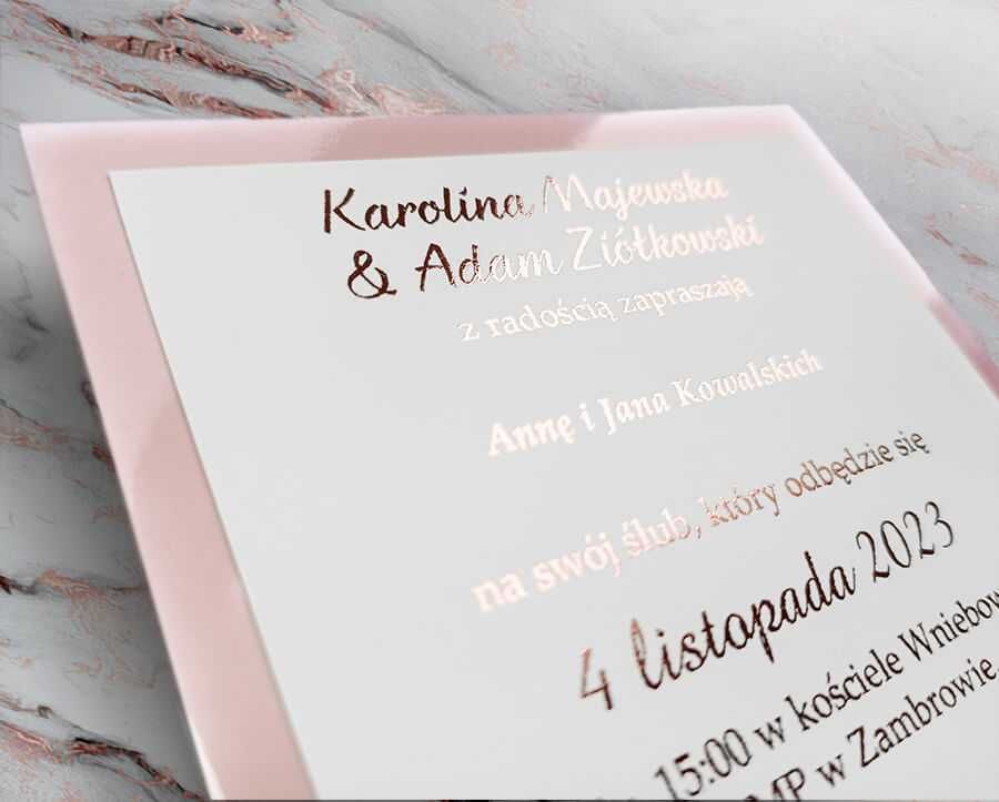 MIRROR – różowe zaproszenia ślubne glamour