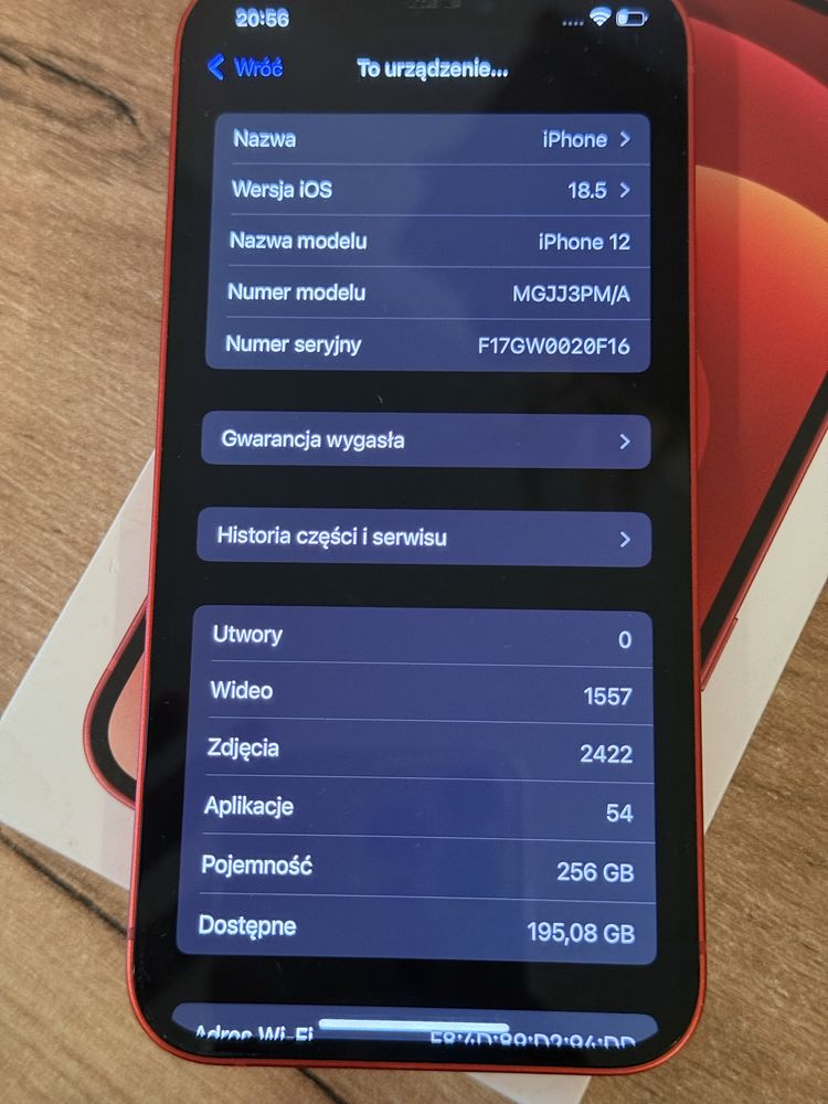 Sprzedam Iphone 12  czerwony 256 GB