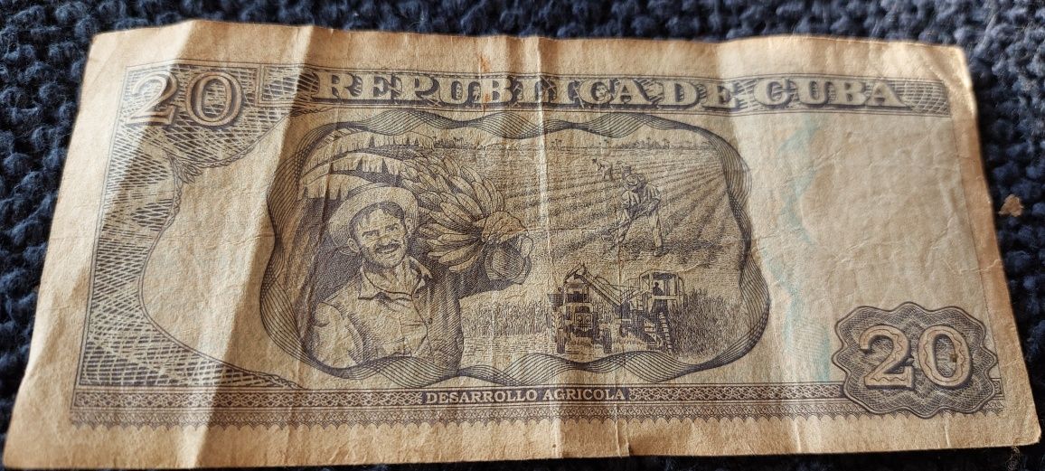Banknot 20 peso 2014r, moneta Che Guevara 3 peso 1992r