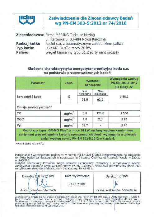 Kocioł co piec na ekogroszek 5 klasa 20 kW  Mering