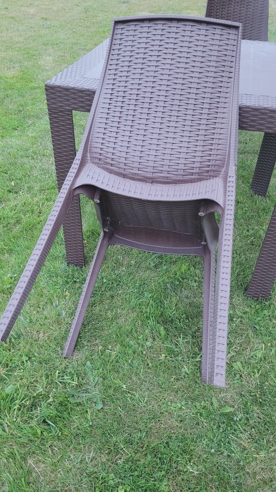 Zestaw stół 2 krzesła technorattan ciemny brąz