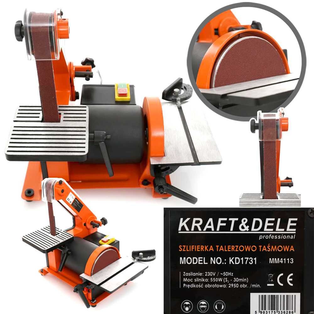 KRAFT&DELE Szlifierka Taśmowa Talerzowa Stołowa Czołowa 550W KD1731