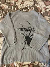 Мужской y2k , гранж свитер с пауком