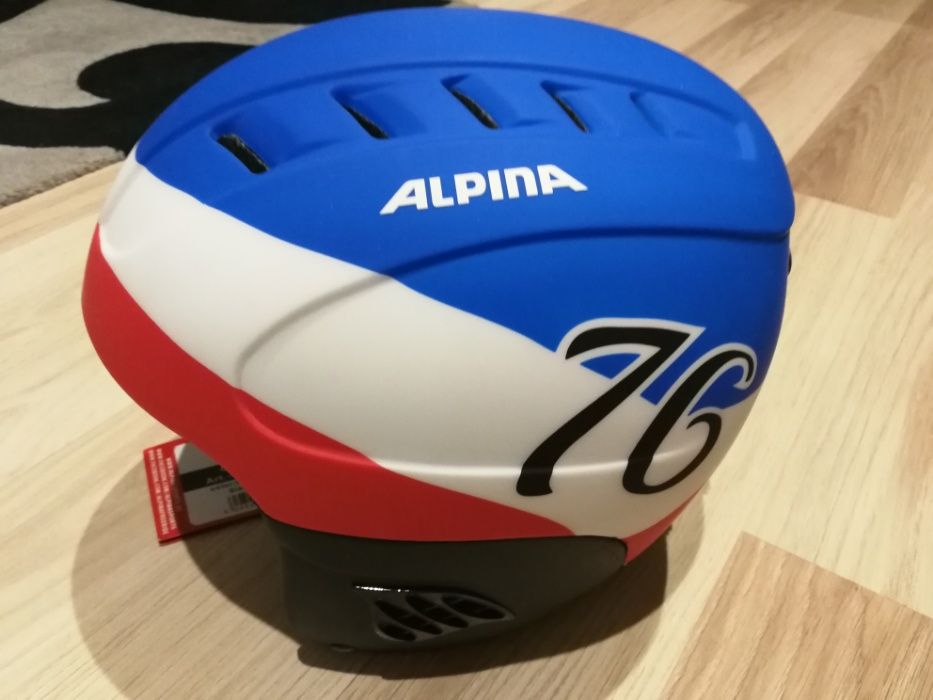 Kask dziecięcy narciarski Alpina niebiesko-czerwono-bialy 48-52 nowy