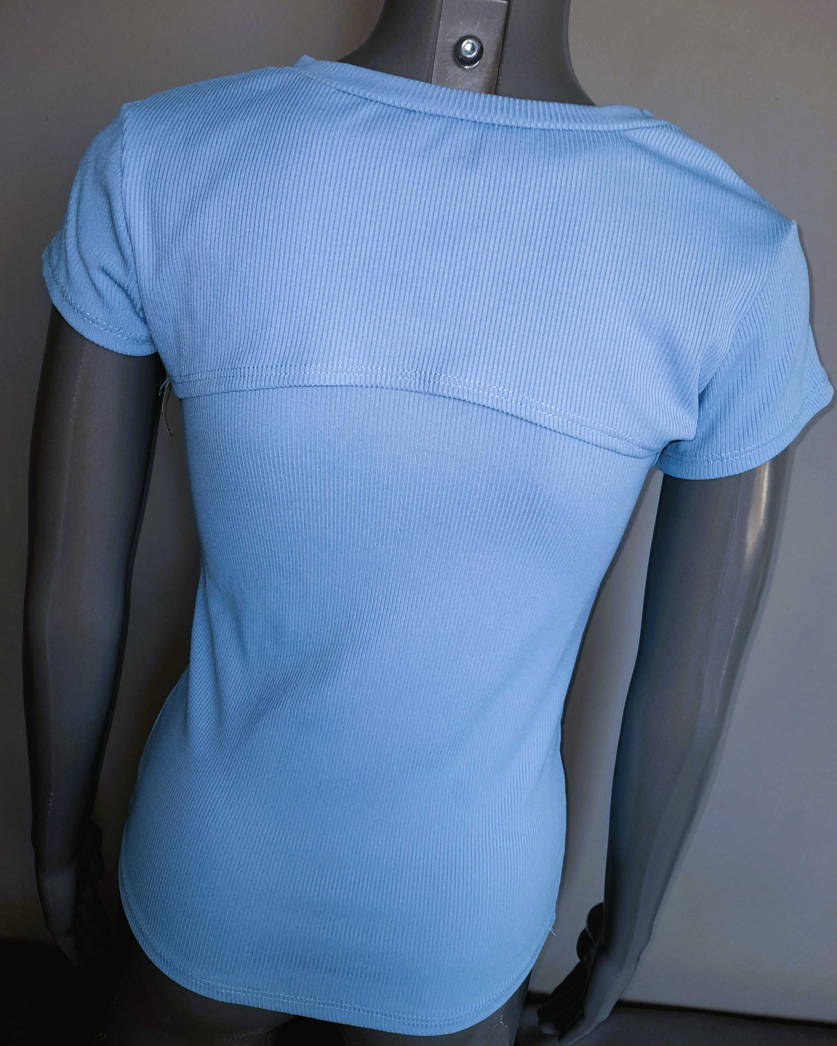 Błękitna prążkowana dwuczęściowa bluzka bokserka