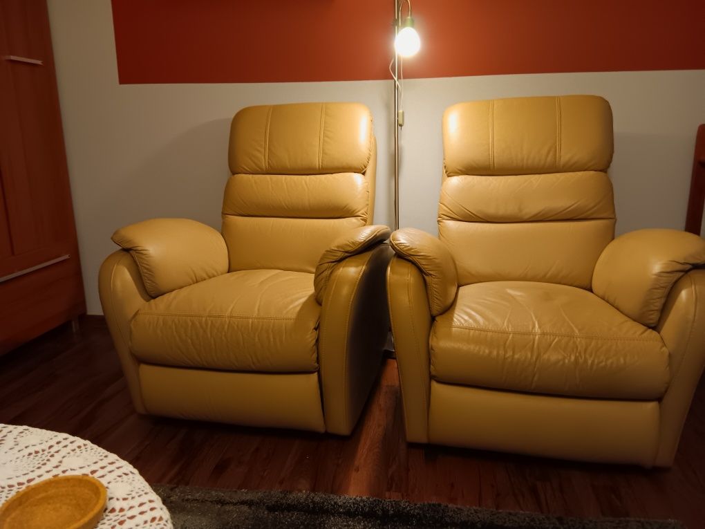 Sofa i dwa fotele skóra