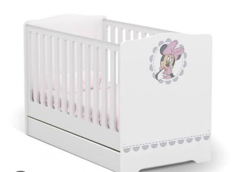 Lożeczko i tapczanik z Myszką Minnie, szuflada, Meblik 140x70