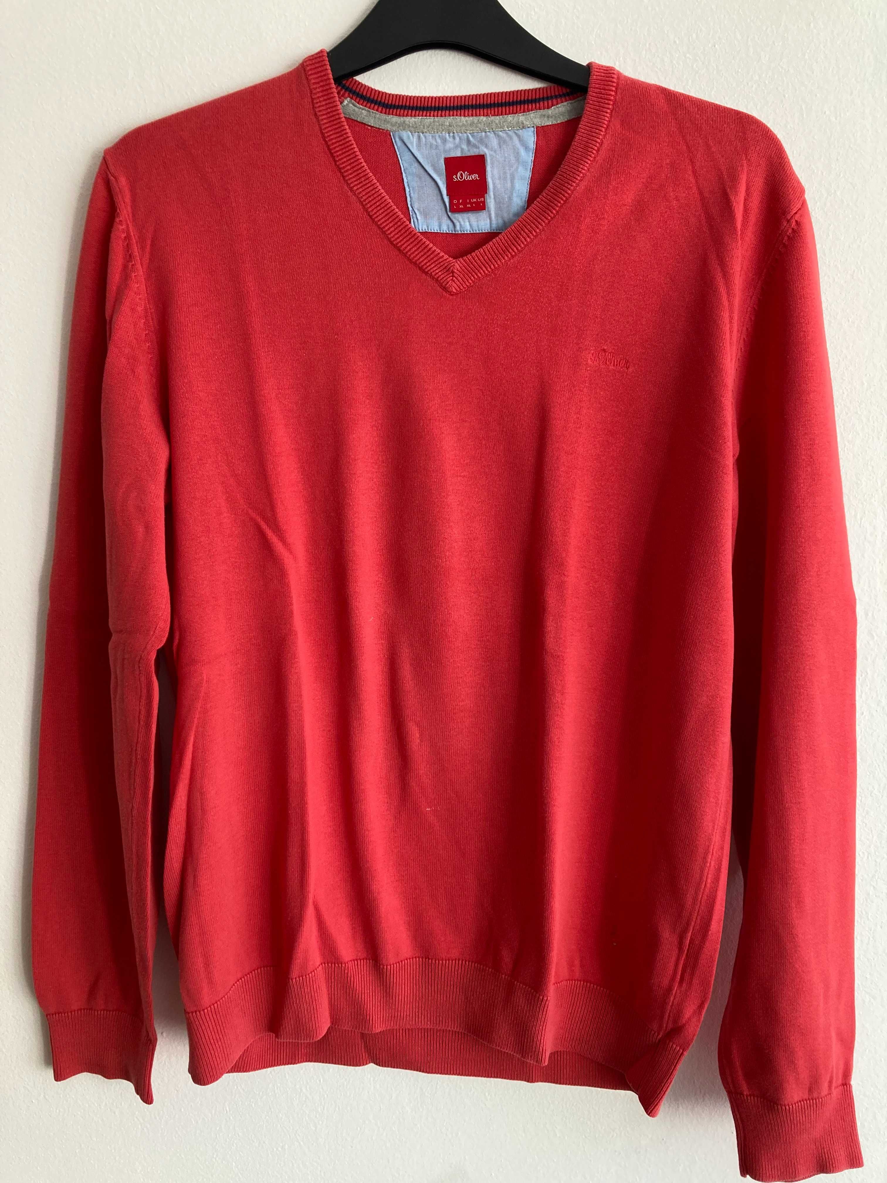Pąsowy sweter męski - S Oliver - XL - bardzo dobry stan