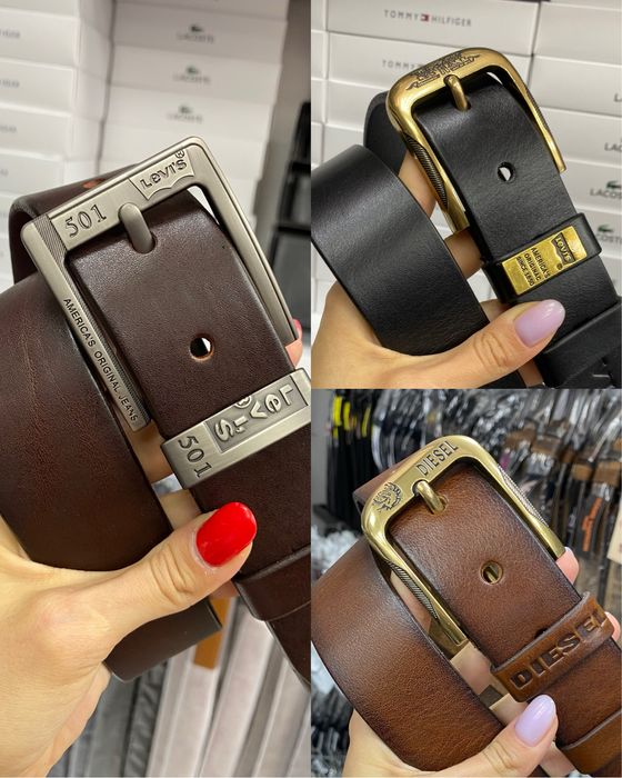 Ремінь чоловічий шкіряний коричневий/ ремень мужской кожа коричневый