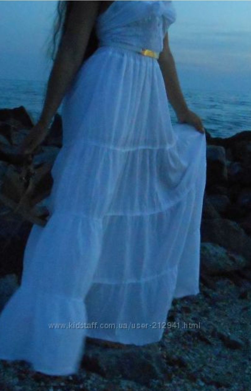Белый сарафан платье макси в пол