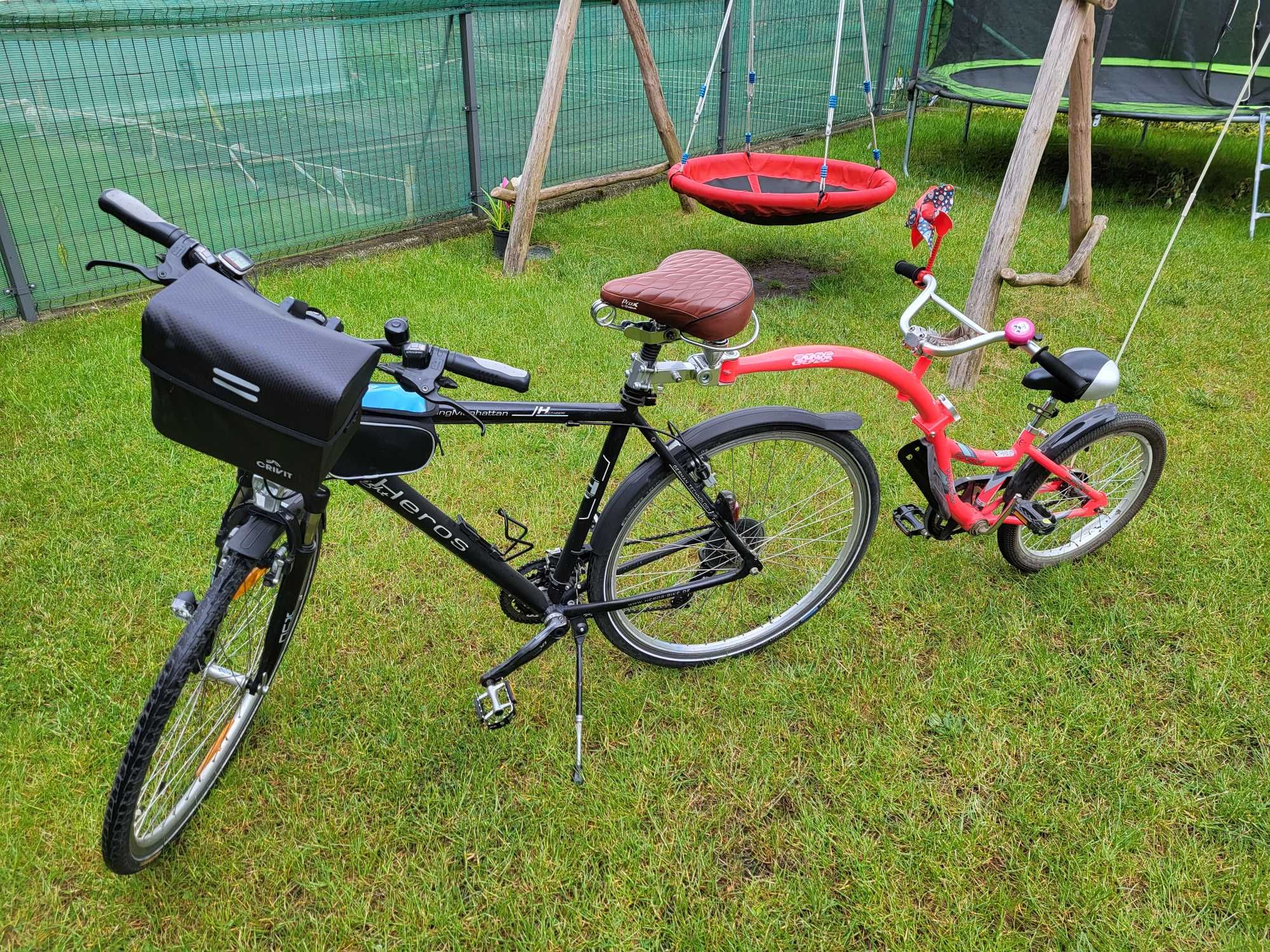 Przyczepka, doczepka do roweru dla dzieci WeeRide Różowy Tandem