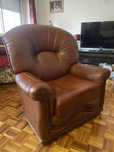 Sofa poltrona de pele castanho