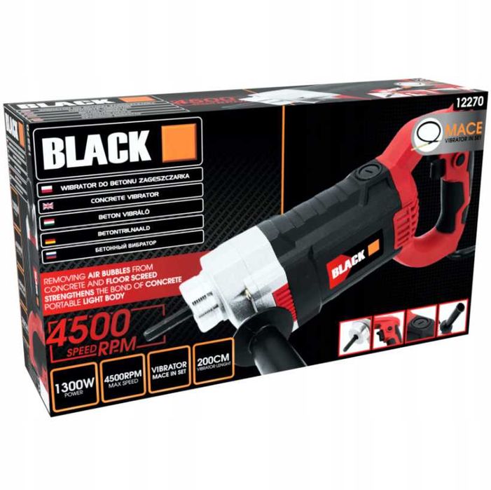 Zagęszczarka Elektryczna Wibrator Do Betonu Black 1350W - WYPRZEDAŻ