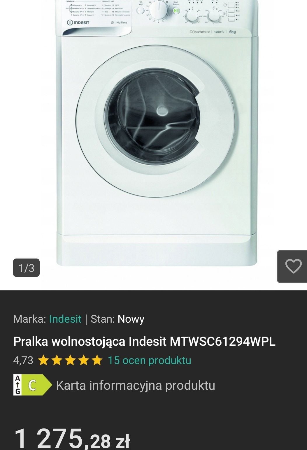 Uszkodzona pralka indesit