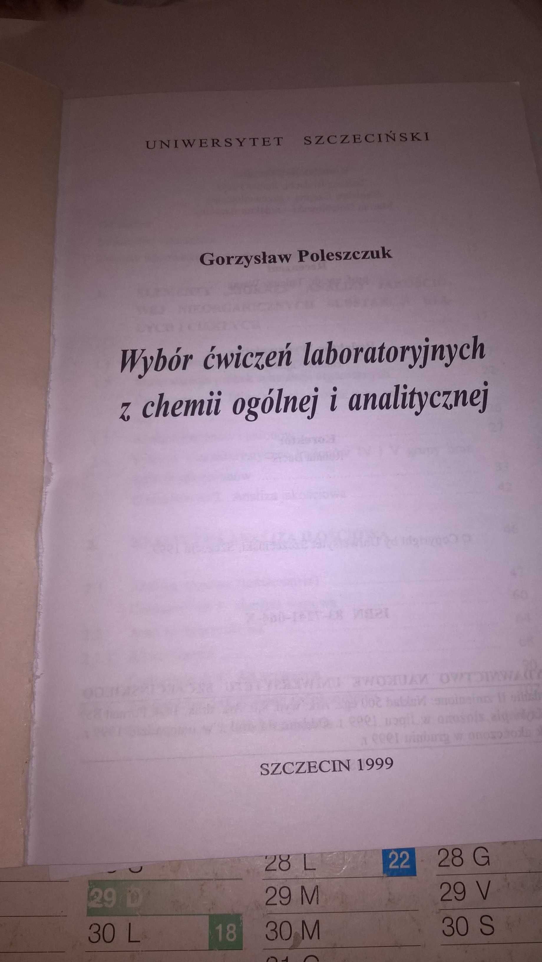 Ćwiczenia laboratoryjne z chemii ogólnej i analitycznej G.Poleszczuk