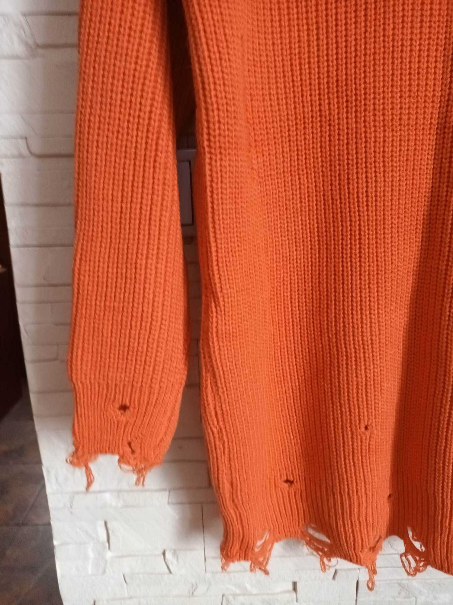 Sukienka ,sweter postrzępiony,pomarańczowy