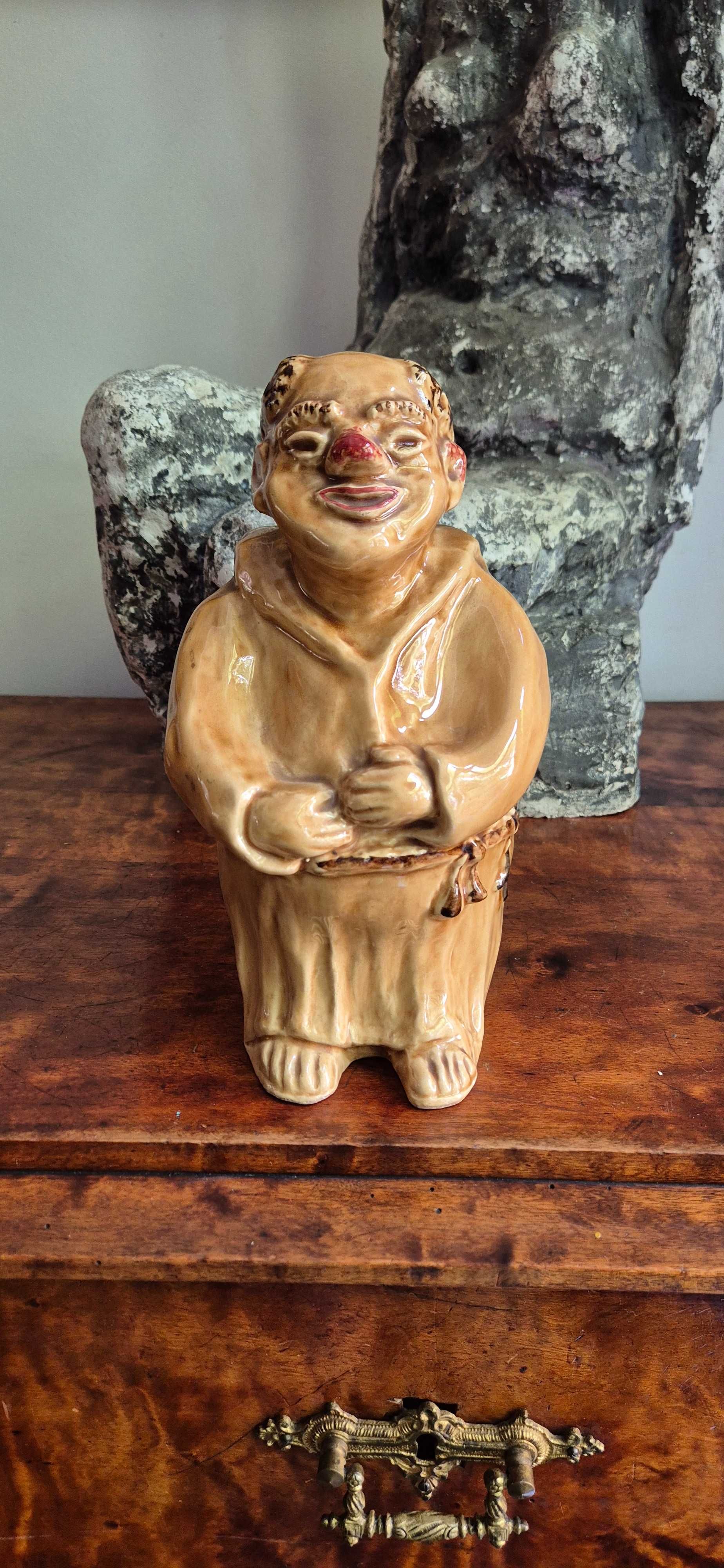 Ceramiczna butelka karafka na brandy barbotine sygnowana Vercor dekor