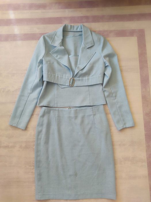 Костюм 42-44р літній блакитний трійка
