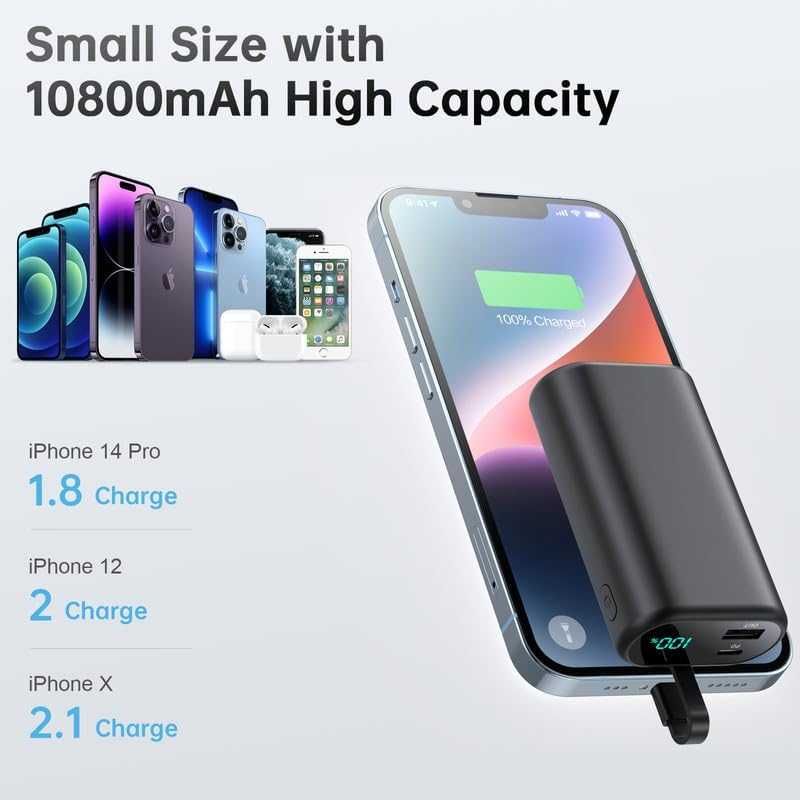 Powerbank HX90X1 10800 mAh CZARNY USB C Iphone