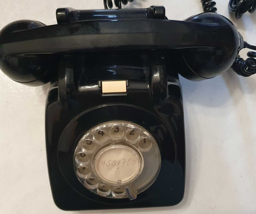 Analog telephone, old, black, with switch - vintage64551057598594121