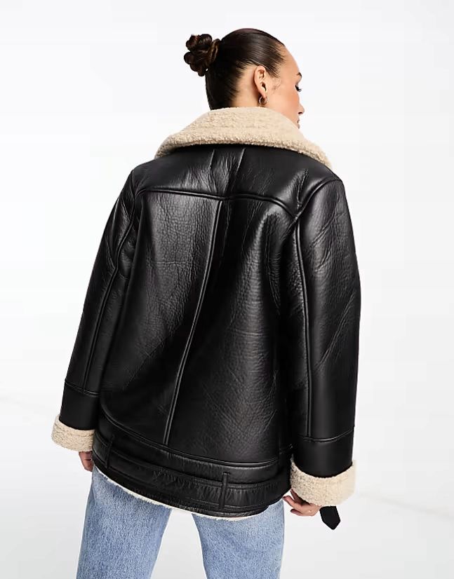 stradivarius 38 m kurtka z kożuszkiem eko skóra j27589