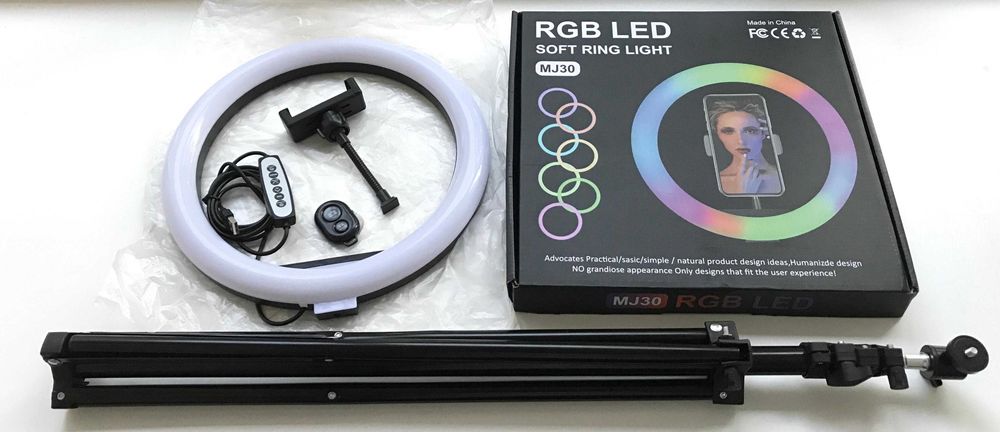Кільцева лампа RGB LED MJ30 (30см) | + Штатив (210см) | + Кнопка