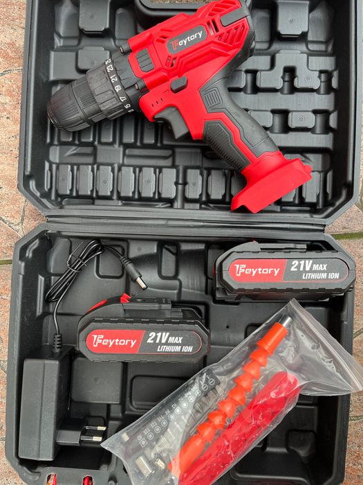 FEYTORY- Zestaw wkrętarek akumulatorowych 21 V z oświetleniem LED