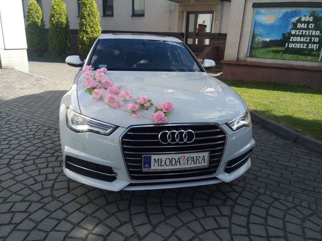 Audi A6 S-Line Wolne terminy białe auto do ślubu samochód wesele limuz