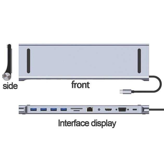 Док-станция 11в1 (PD/HD4K/VGA/RJ45/SD/TF/USB)