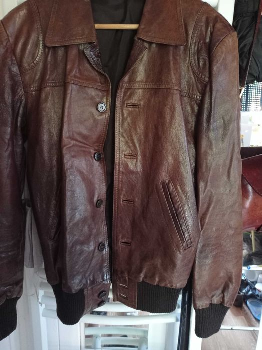 Męska kurtka skórzana skóra naturalna r 52 brąz